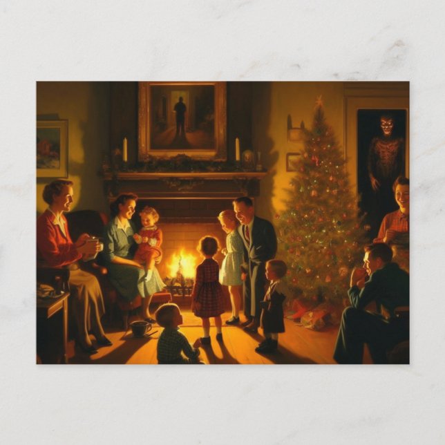 Christmas Horror Retro Vintage Postcard (Front)