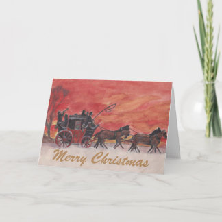 Christmas Horse and Carriage in the Snow Holiday Card