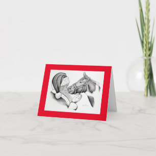 Christmas Horse and Santa Claus Thank You Card