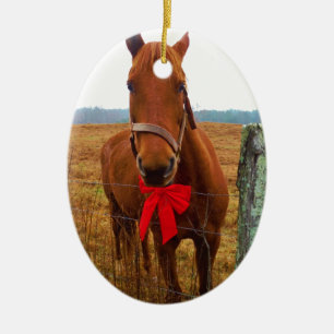 Christmas Horse Ceramic Ornament