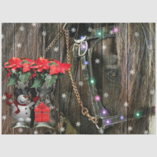 Christmas Horse Cowboy boots Poinsettia snowman   Tissue Paper