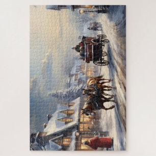 Christmas Horse-Drawn Carriage Street Jigsaw Puzzle
