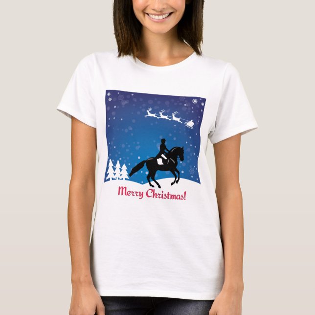 Christmas Horse Dressage Winter T-Shirt (Front)