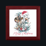 Christmas horse in Santa hat cowgirl cowboy boots  Gift Box<br><div class="desc">Christmas horse design with a grey (white) horse in Santa hat,  cowgirl,  cowboy boots,  cowboy hat with a cute snowman and decorated pine branches. For horse lovers :)</div>