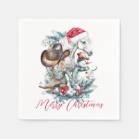 Christmas horse in Santa hat cowgirl cowboy boots 