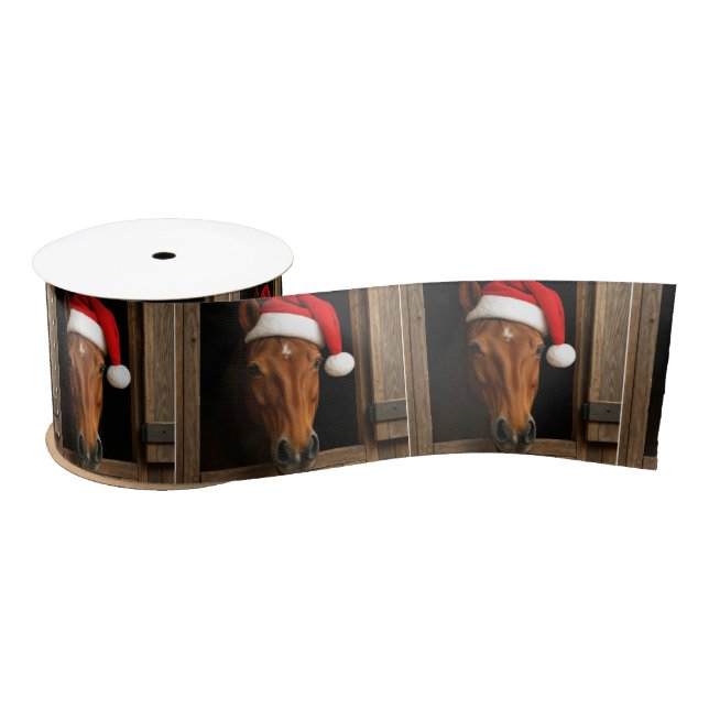 Christmas Horse In Stable Window Satin Ribbon (Spool)