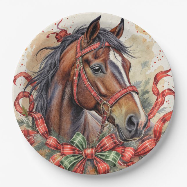 Christmas Horse Paper Plate (Front)