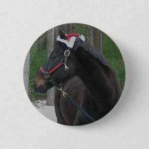 christmas horse photo button