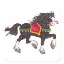 Christmas Horse Square Stickers