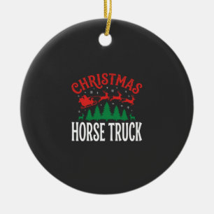 Christmas Horse Truck Santa Sleigh Ceramic Ornament