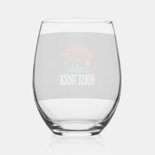 Christmas Horse Truck Santa Sleigh Stemless Wine Glass