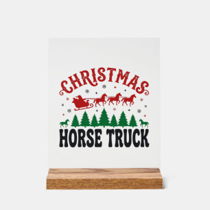 Christmas Horse Truck Western Santa Sleigh Design Acrylic Sign