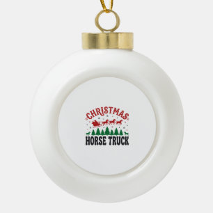 Christmas Horse Truck Western Santa Sleigh Design Ceramic Ball Christmas Ornament