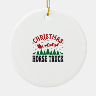 Christmas Horse Truck Western Santa Sleigh Design Ceramic Ornament
