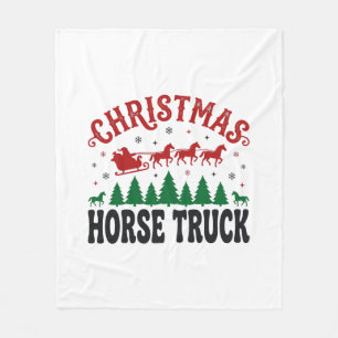 Christmas Horse Truck Western Santa Sleigh Design Fleece Blanket