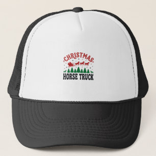 Christmas Horse Truck Western Santa Sleigh Design Trucker Hat
