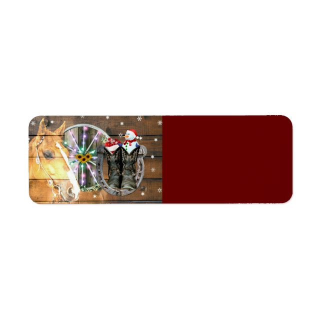 Christmas Horse Wagon Wheel Cowboy Boots Horseshoe (Front)