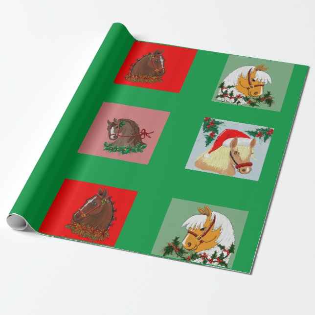 Christmas Horse Wrapping Paper (Unrolled)