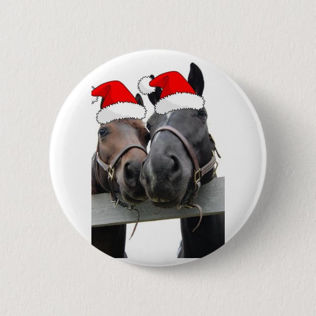 Christmas Horses 2 Inch Round Button (Front)