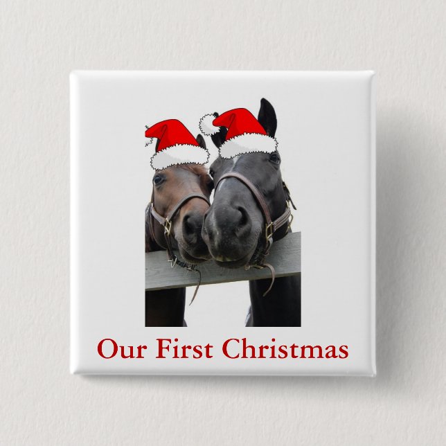 Christmas Horses 2 Inch Square Button (Front)