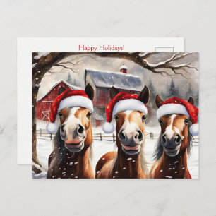 Christmas Horses Cute and Fun Holidays Postcard