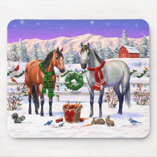 Christmas Horses in Snow Mouse Pad (Front)