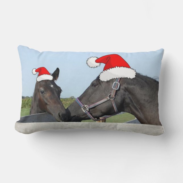 Christmas Horses Lumbar Pillow (Front)