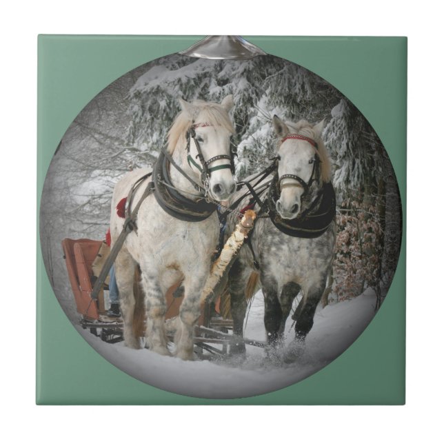 Christmas Horses Tile (Front)