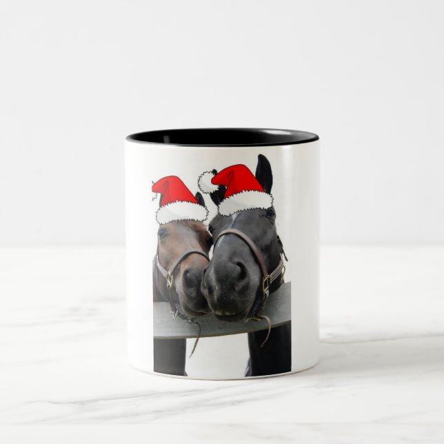 Christmas Horses Two-Tone Coffee Mug (Center)