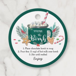 Christmas Hot Chocolate Bomb You're the Bomb Favour Tags