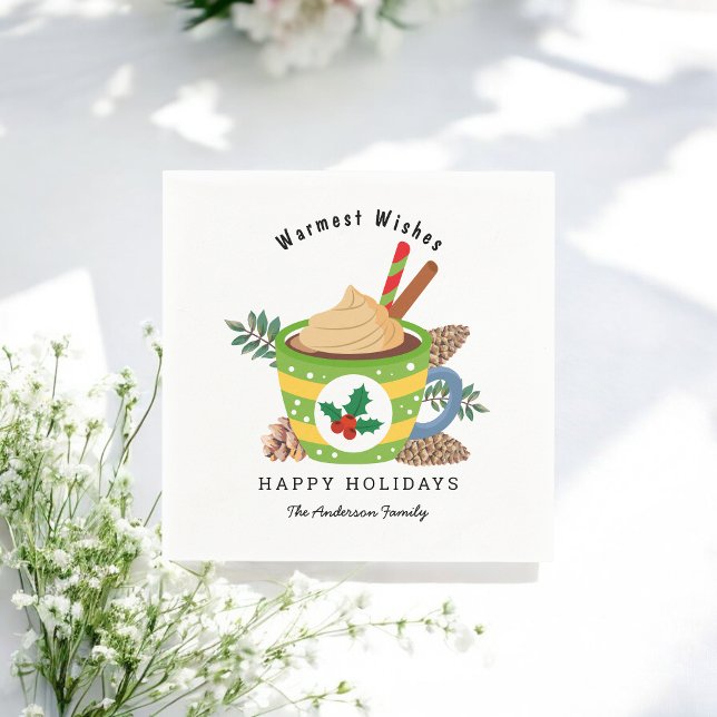Christmas Hot Chocolate Cup Green White  Napkin (Creator Uploaded)