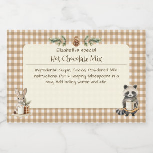 Christmas Hot Chocolate Mix Little Animals Gingham Food Label