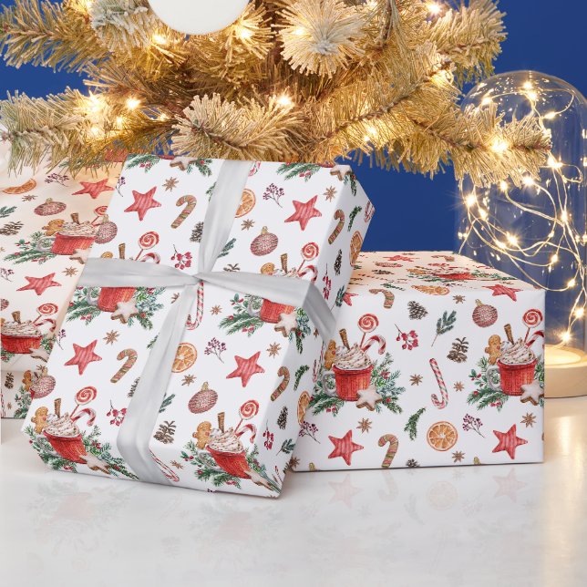 Christmas Hot Chocolate Mug with Sweets  Wrapping Paper (Holidays)