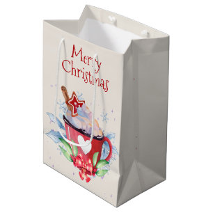 Christmas Hot Chocolate on Ivory  Medium Gift Bag