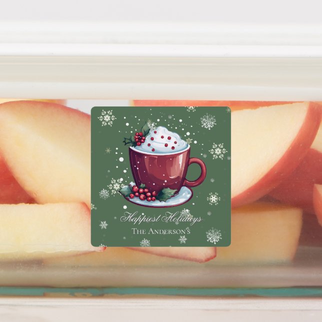 Christmas Hot Chocolate Personalized Green Baking (Affixed)