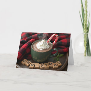 Christmas Hot Chocolate With Candy Cane Holiday Card