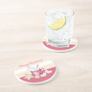 Christmas Hot Cocoa And Cookies Watercolor Coaster