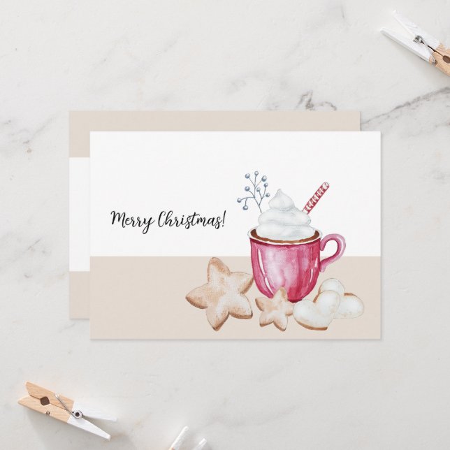 Christmas Hot Cocoa And Cookies Watercolor Invitat Invitation (Front/Back In Situ)