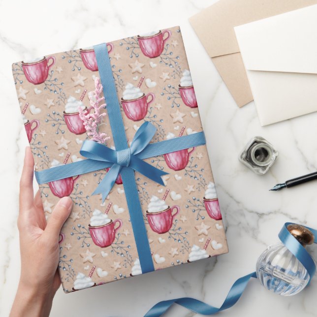 Christmas Hot Cocoa And Cookies Watercolor Wrapping Paper (Gifting)