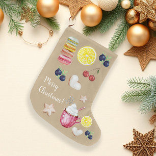 Christmas Hot Cocoa And Good Wishes Large Christmas Stocking