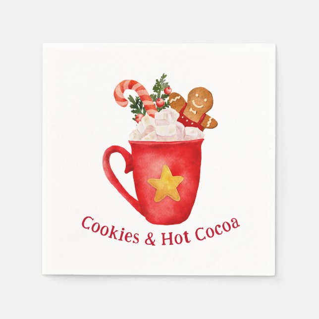 Christmas Hot Cocoa Cookie Holiday Drink Napkin (Front)
