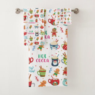 Christmas Hot Cocoa, Ginger Cookies Bath Towel Set