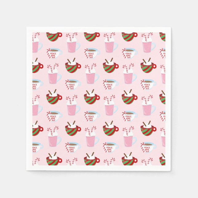 Christmas Hot Cocoa Pattern Napkin (Front)