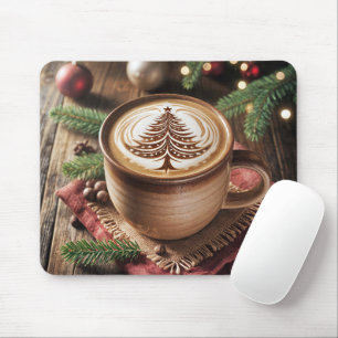 Christmas Hot Cocoa With Tree Design Mouse Pad