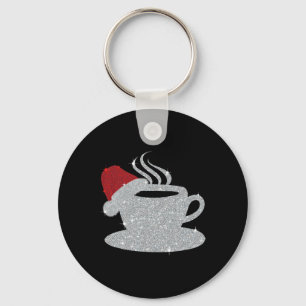 Christmas Hot Coffee Cup Santa's Hat Xmas Holidays Keychain