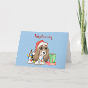 Christmas Hound Dog in Tangled Lights Card