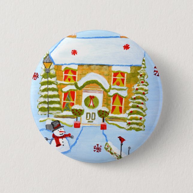 Christmas House 2 Inch Round Button (Front)