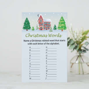 Christmas house christmas alphabet words game