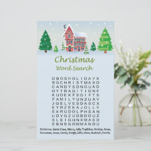 Christmas house christmas word search game