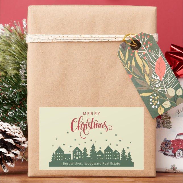 Christmas House Elegant Retro | Real Estate Custom Sticker (Holiday)